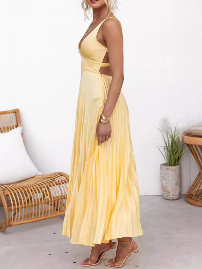 Valentina - Geplooide V-Hals Maxi Jurk