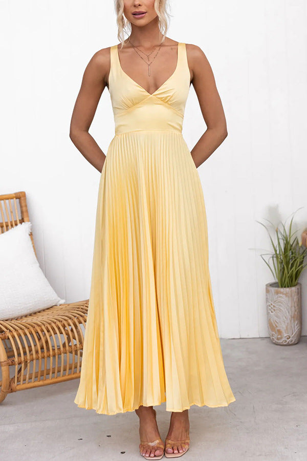 Valentina - Geplooide V-Hals Maxi Jurk