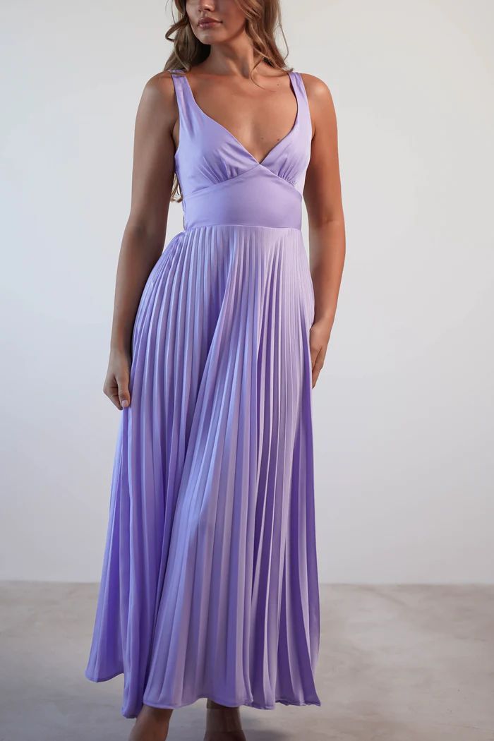 Valentina - Geplooide V-Hals Maxi Jurk