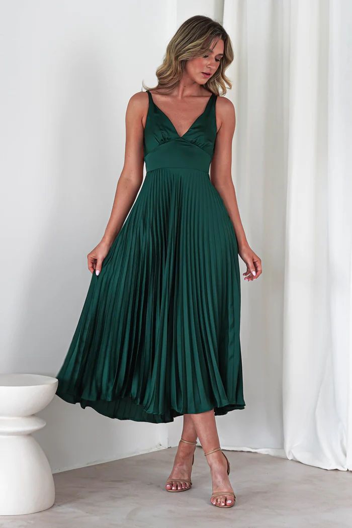 Valentina - Geplooide V-Hals Maxi Jurk