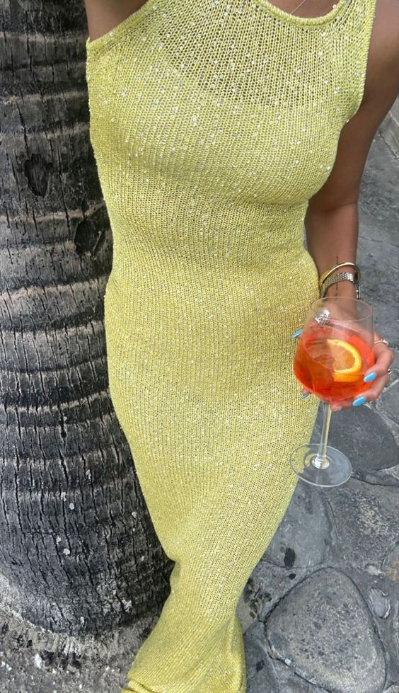 Mouwloze Lange Maxi Jurk met Pailletten Detail
