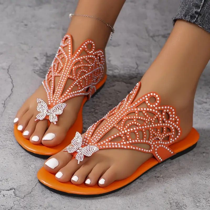 Rosalia – Elegante Leren Sandalen met Vlinderversiering