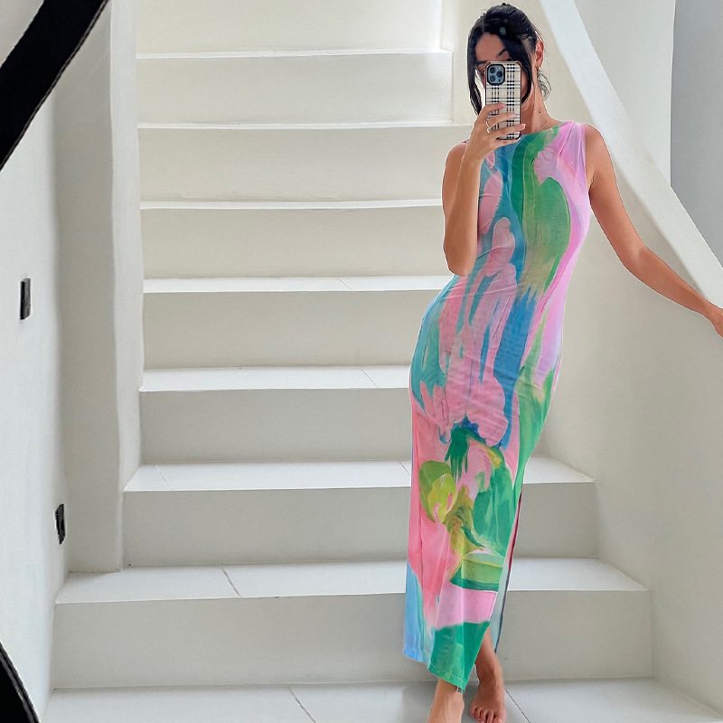 Nola | Pastelkleurige Maxi-jurk