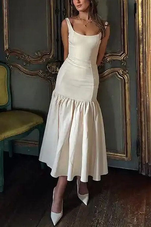 Mouwloze Bodycon Midi Jurk met Ruches