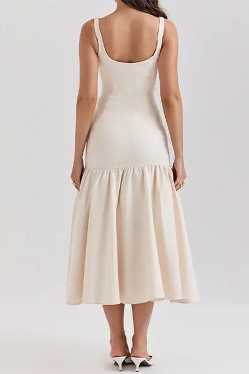 Mouwloze Bodycon Midi Jurk met Ruches