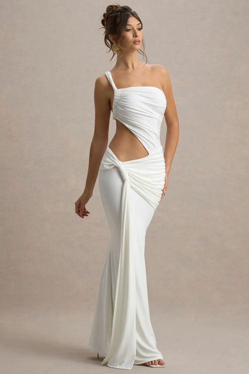 Asymmetrische Lange Jurk in Effen Kleur