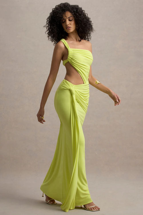Asymmetrische Lange Jurk in Effen Kleur