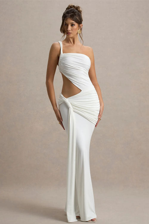 Asymmetrische Lange Jurk in Effen Kleur
