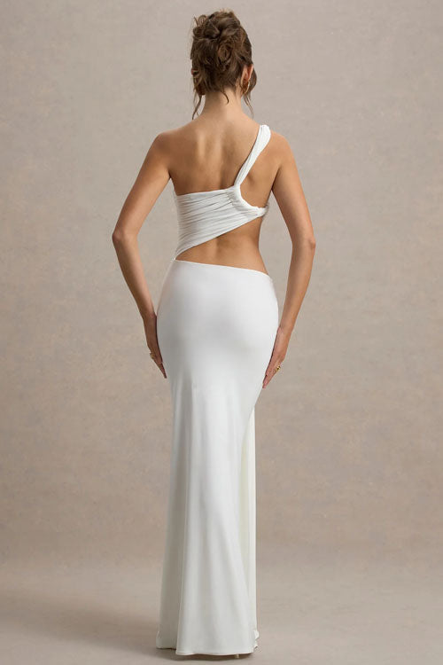 Asymmetrische Lange Jurk in Effen Kleur