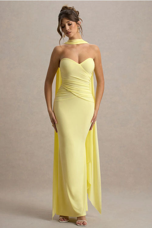 Effen Strapless Lange Jurk