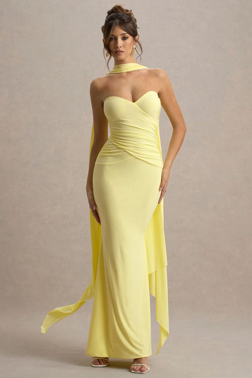 Effen Strapless Lange Jurk