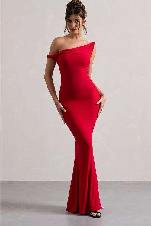 Off-Shoulder Slim Fit Jurk