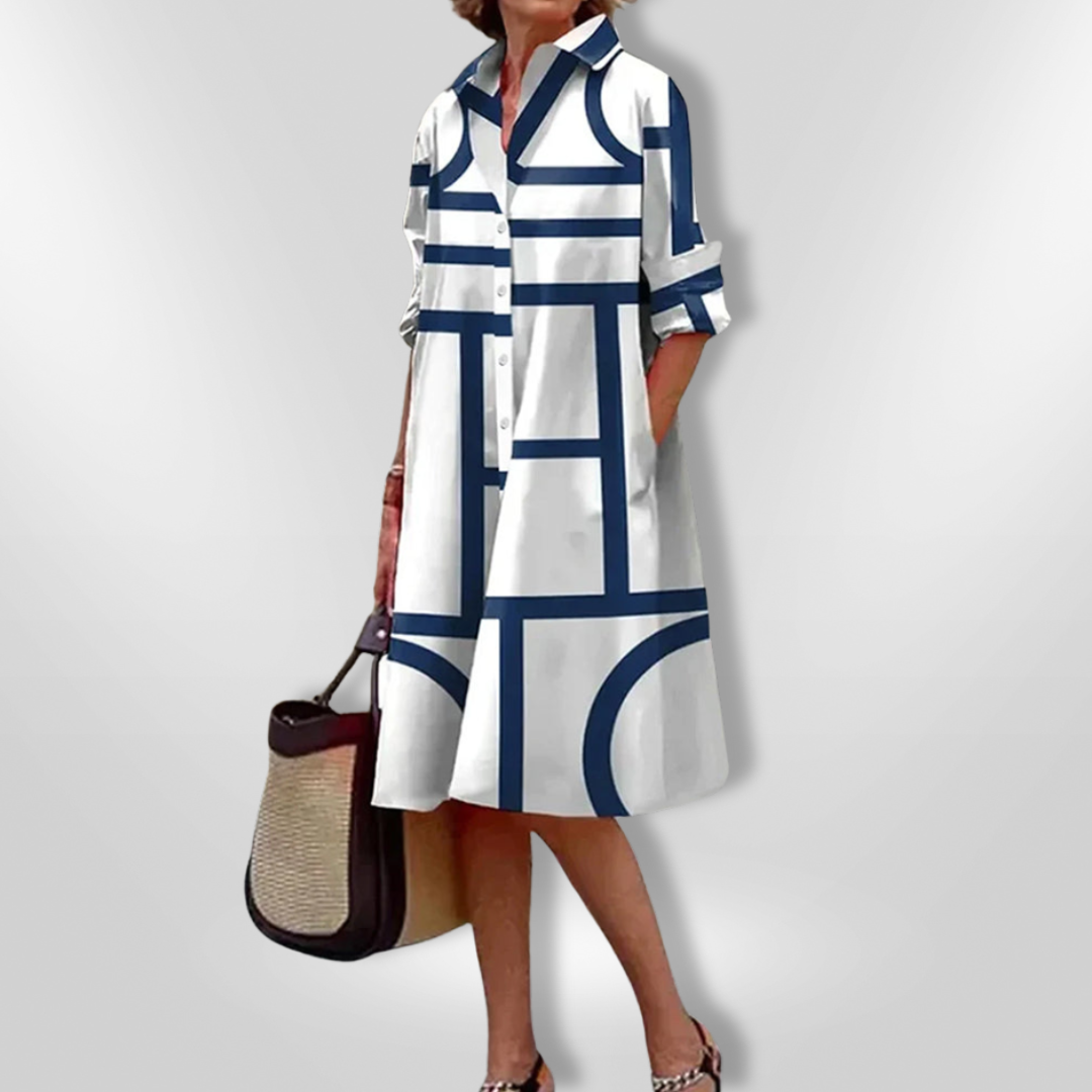 Selma – Casual Midijurk met Zakken en Knopen
