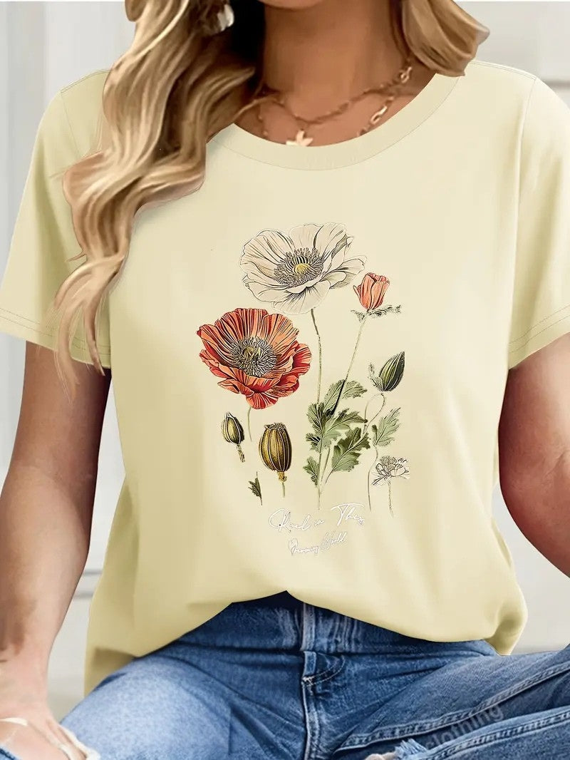 Falina – Top met Korte Mouwen en Bloemenprint