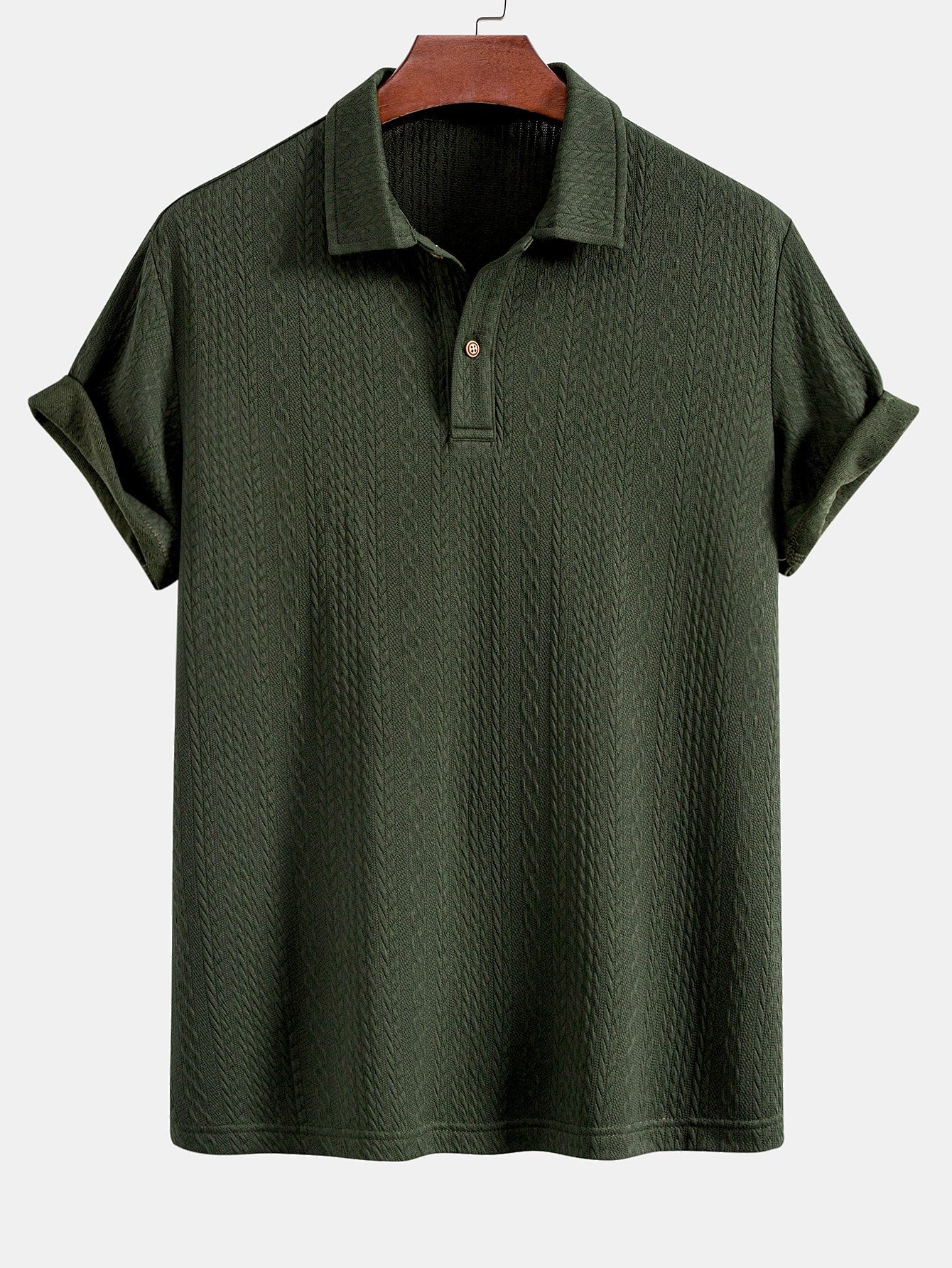 Textured Jacquard Gebreid Poloshirt
