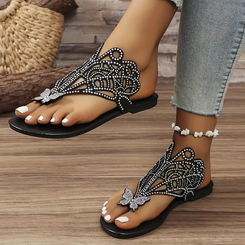 Rosalia – Elegante Leren Sandalen met Vlinderversiering