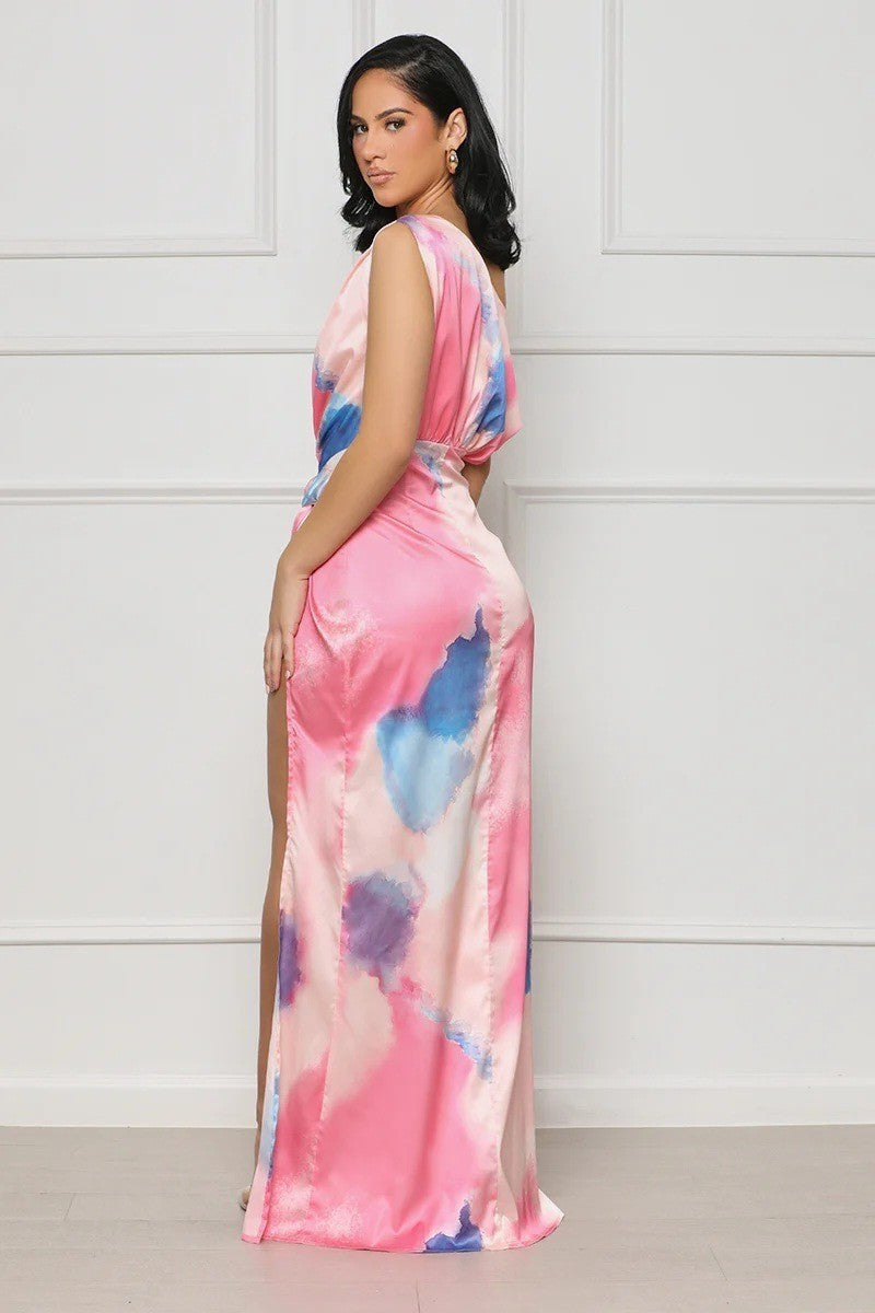 Asymmetrische Tie-Dye Maxi Jurk