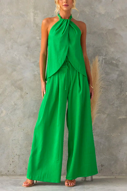 Mouwloze Haltertop & Wijde Broek Set
