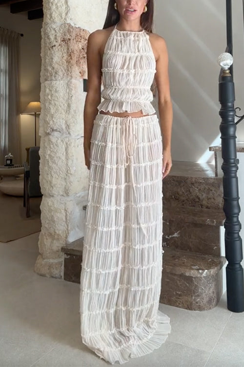 Ruches Halter Crop Top & Maxi Rok Set