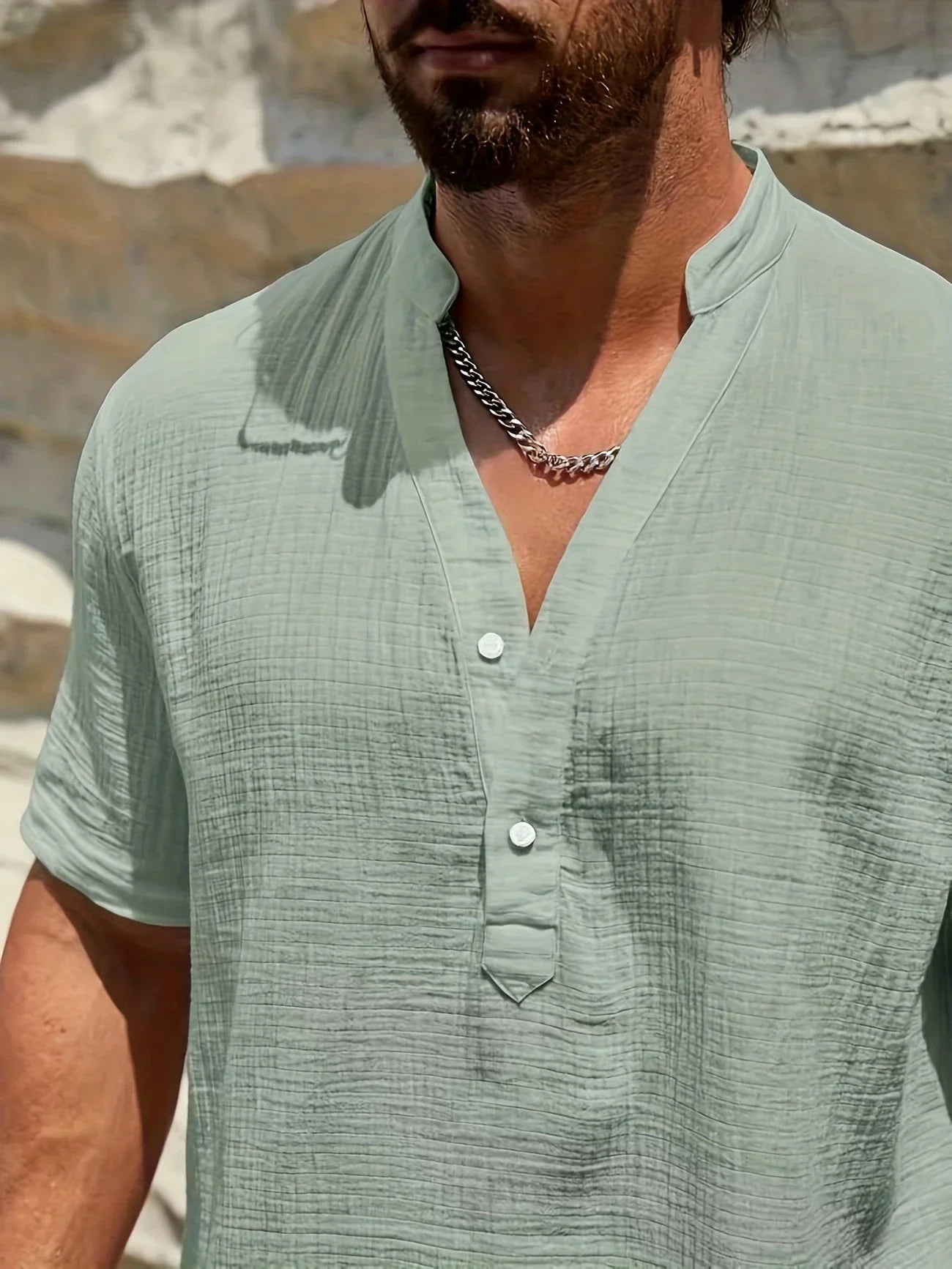 Olivier – Elegante Zomeroverhemd met Opstaande Kraag