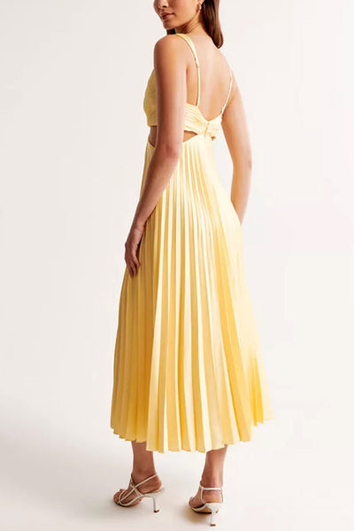EVA™ | Mouwloze Geplooide Maxi-jurk met Uitgesneden Taille