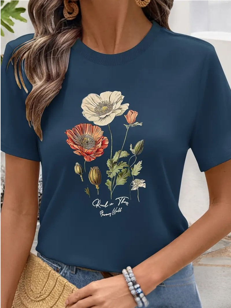 Falina – Top met Korte Mouwen en Bloemenprint