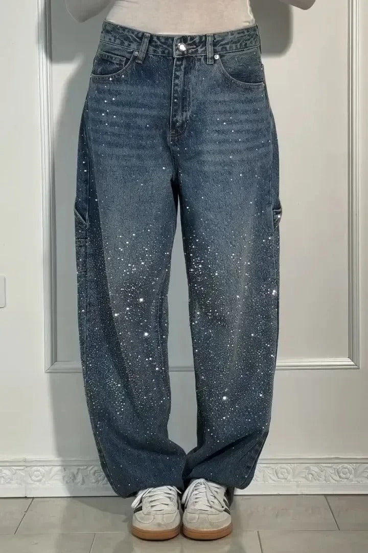 Amalia | Hoge taille broek met wijde pijpen en knoopzakken