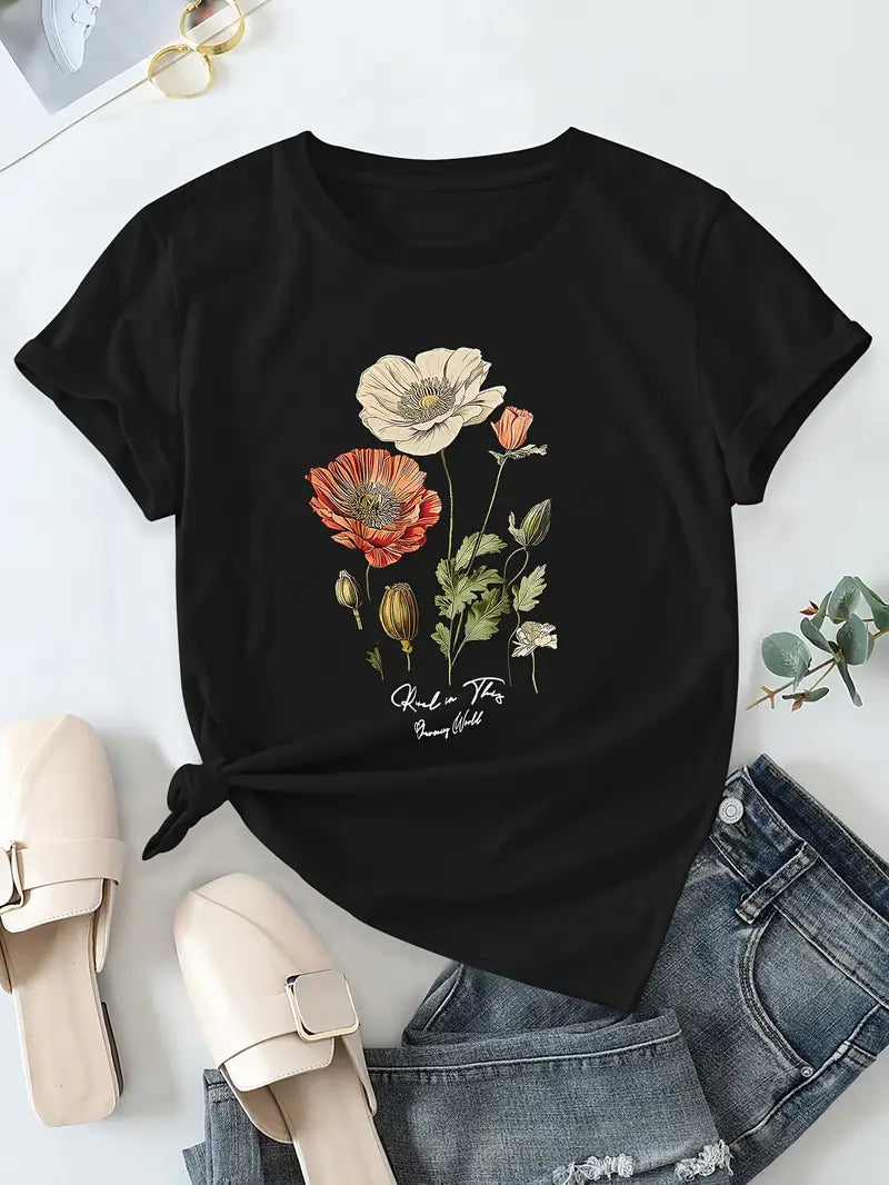 Falina – Top met Korte Mouwen en Bloemenprint