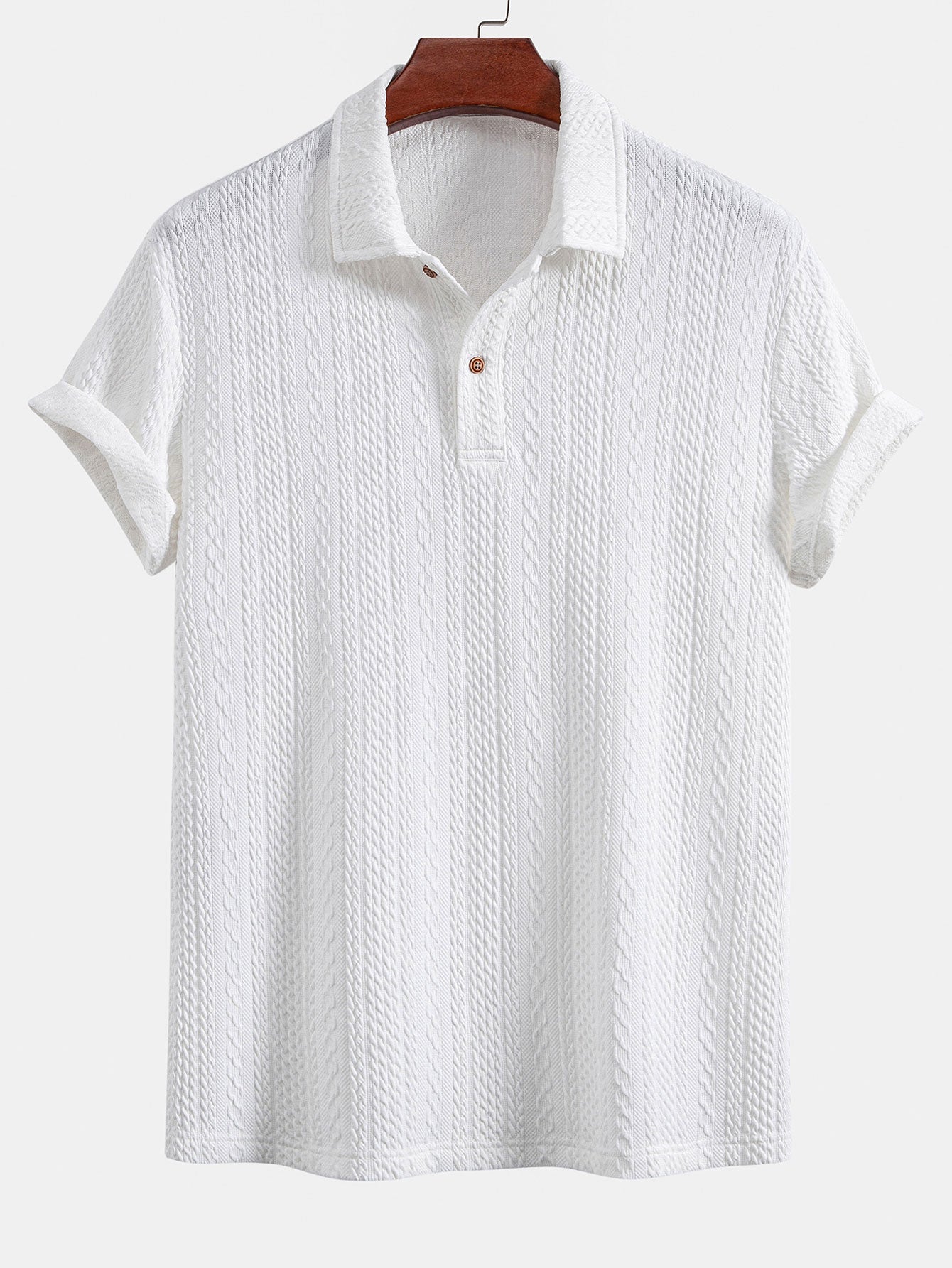 Textured Jacquard Gebreid Poloshirt