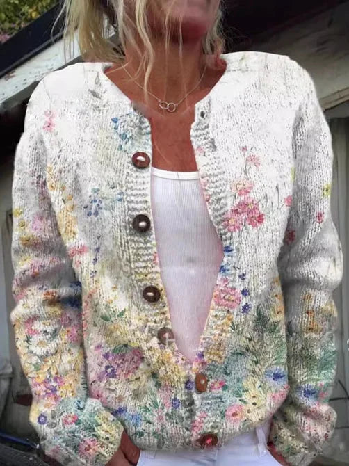 Eva | Gebreid vest met bloemenmotief