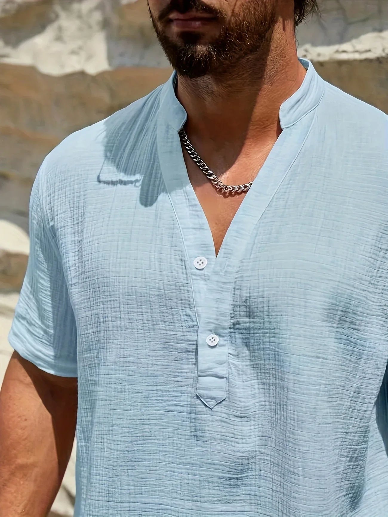 Olivier – Elegante Zomeroverhemd met Opstaande Kraag