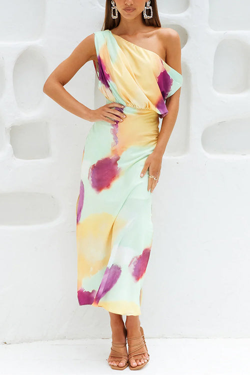 Asymmetrische Tie-Dye Maxi Jurk
