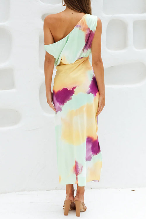 Asymmetrische Tie-Dye Maxi Jurk