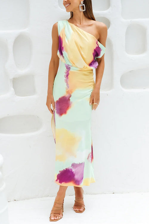 Asymmetrische Tie-Dye Maxi Jurk