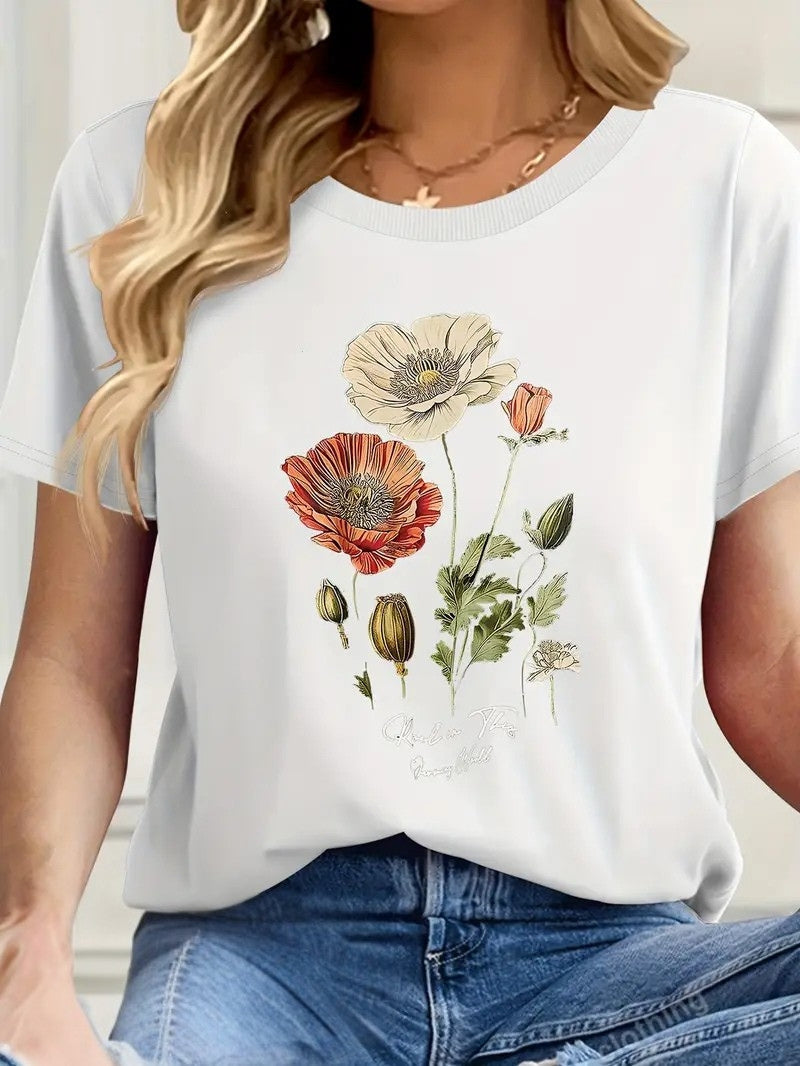Falina – Top met Korte Mouwen en Bloemenprint
