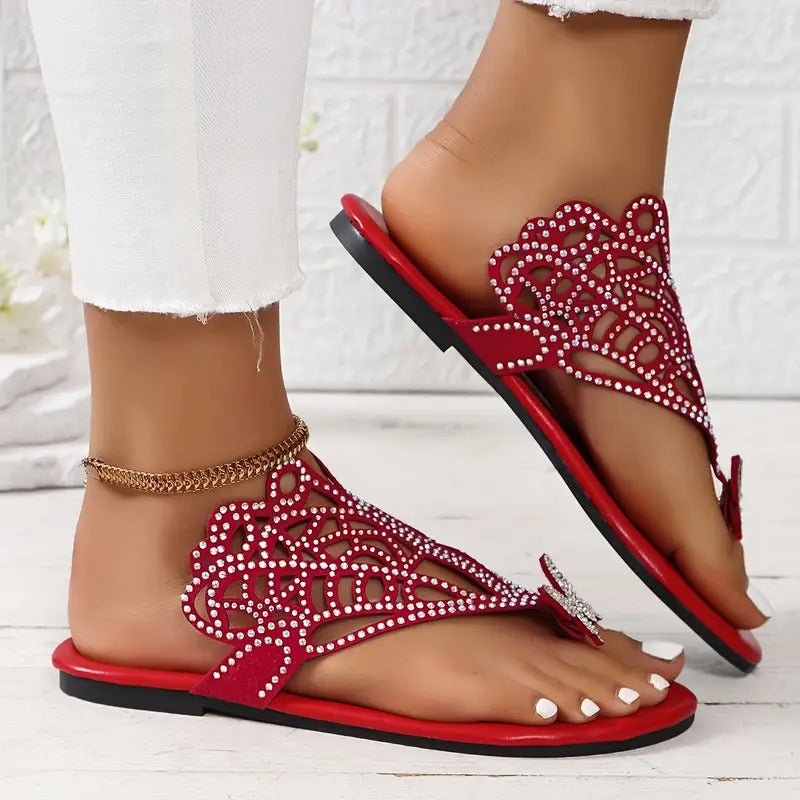 Rosalia – Elegante Leren Sandalen met Vlinderversiering