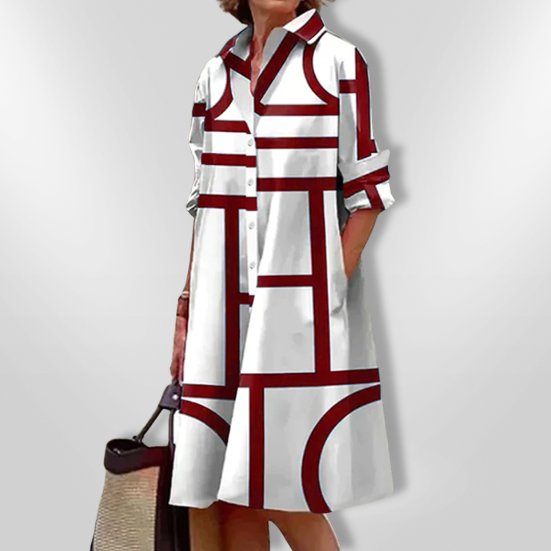 Selma – Casual Midijurk met Zakken en Knopen