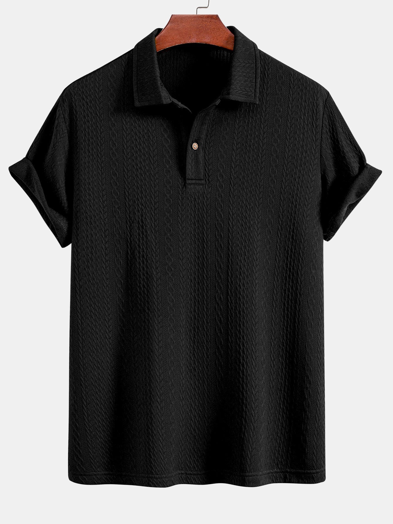 Textured Jacquard Gebreid Poloshirt