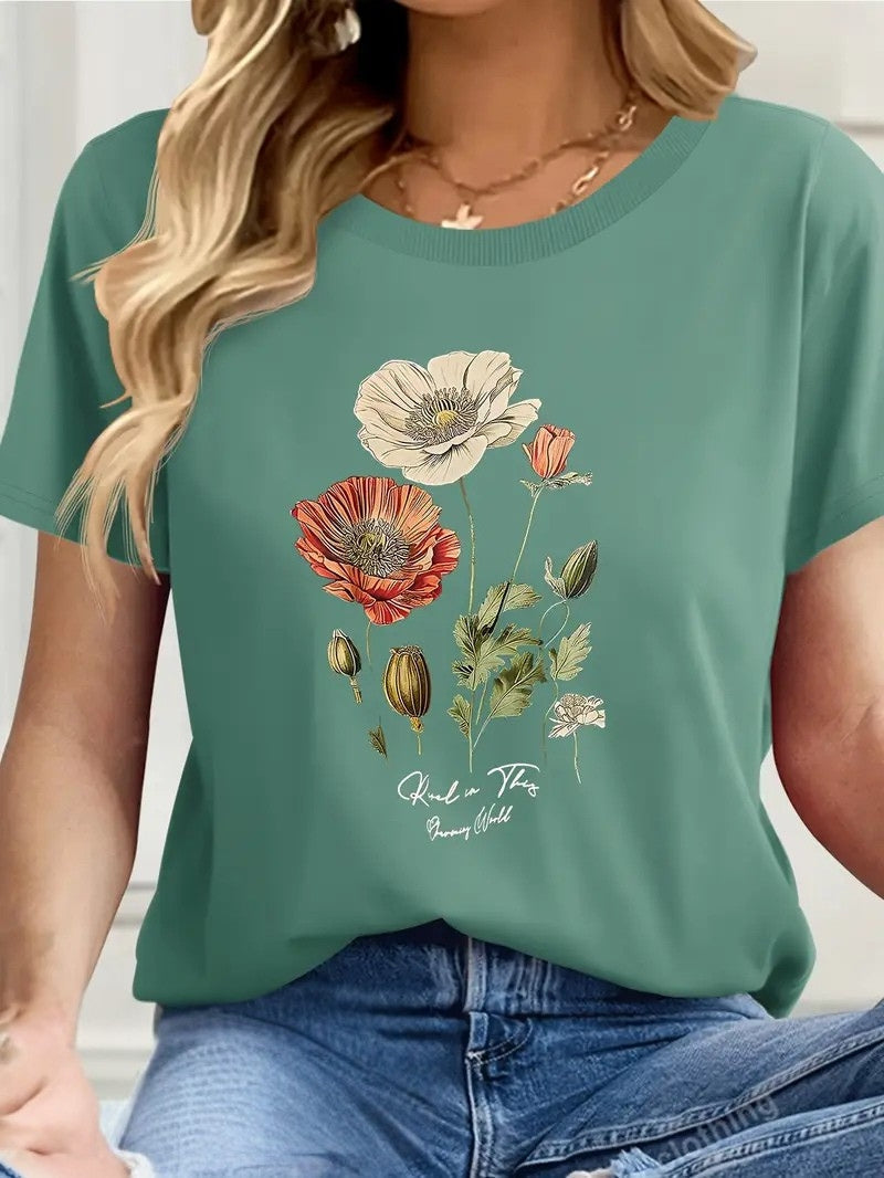 Falina – Top met Korte Mouwen en Bloemenprint