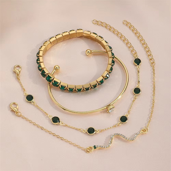 Émeraude – Smaragd Kristal & Goud Armbandenset ( 1+1 GRATIS)