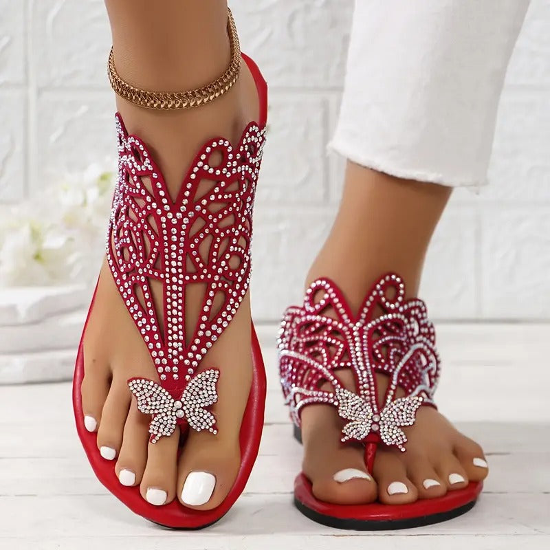Rosalia – Elegante Leren Sandalen met Vlinderversiering