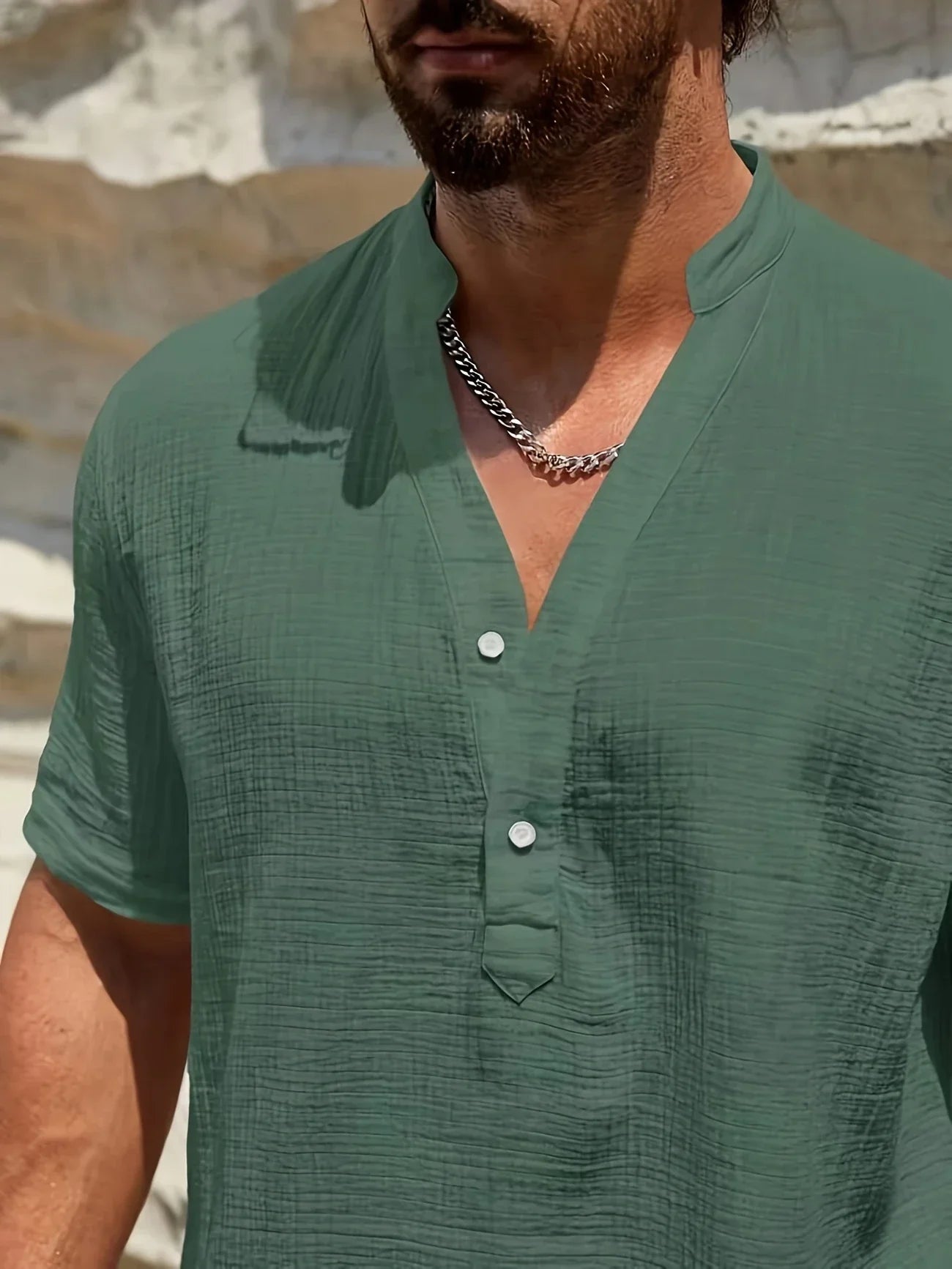 Olivier – Elegante Zomeroverhemd met Opstaande Kraag
