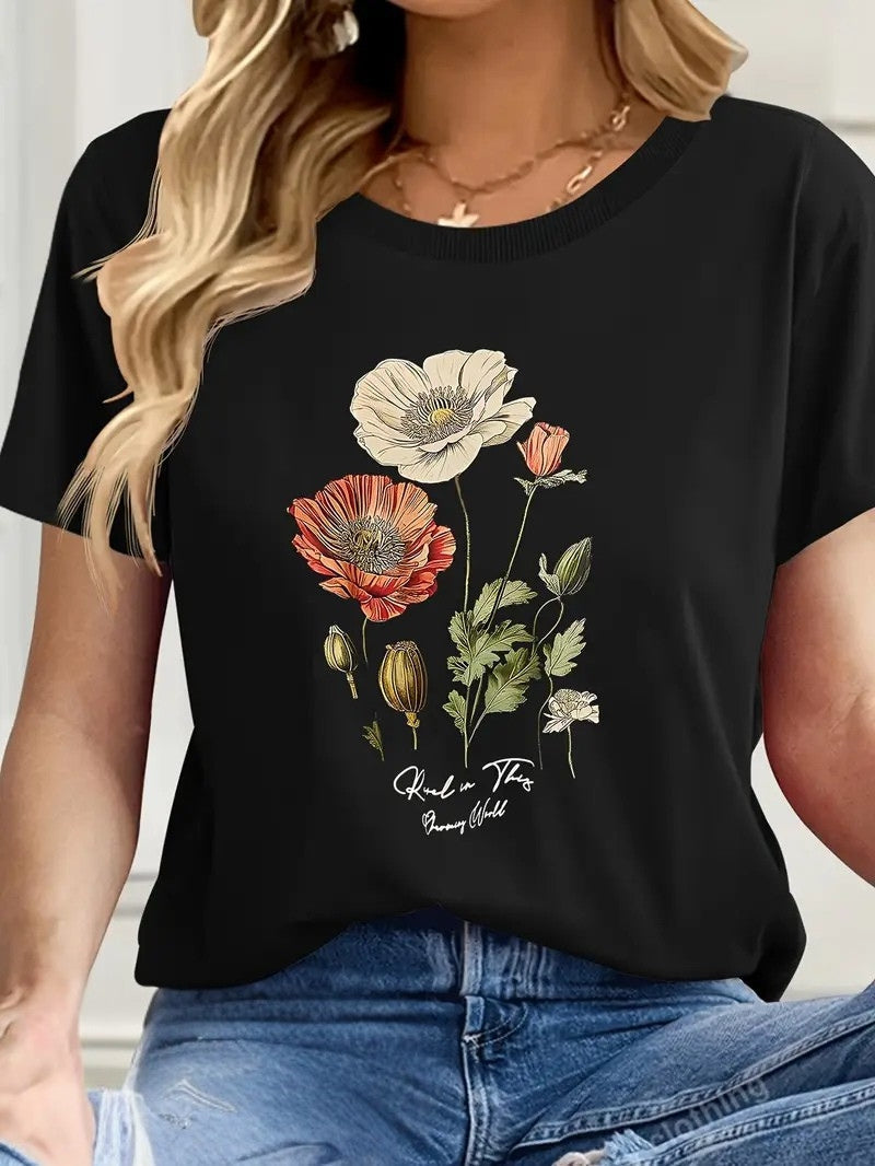 Falina – Top met Korte Mouwen en Bloemenprint