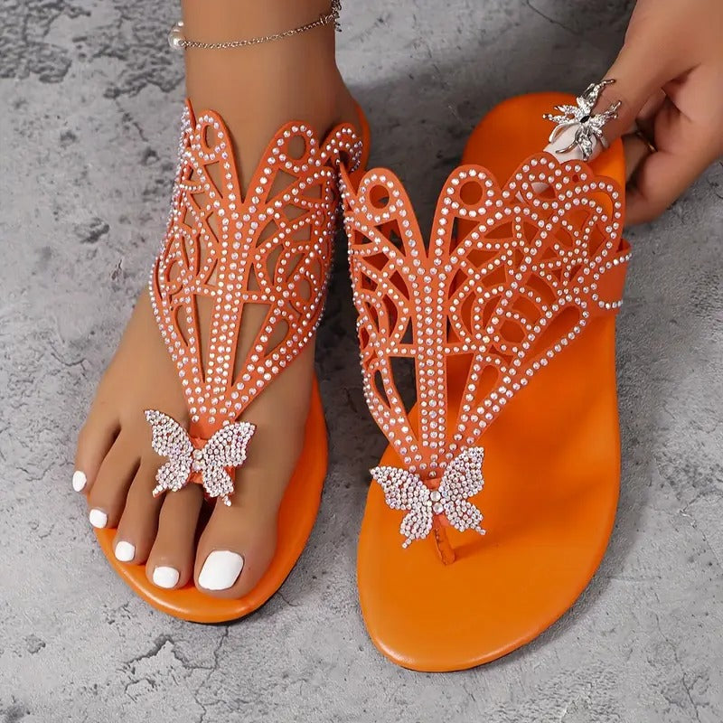 Rosalia – Elegante Leren Sandalen met Vlinderversiering