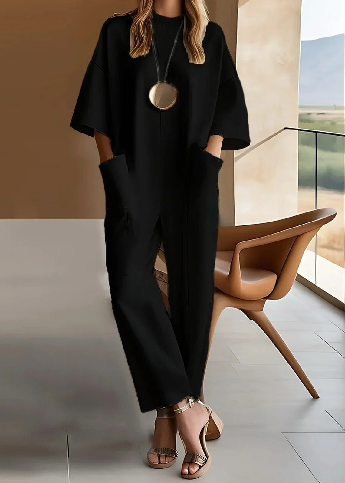 Elizina - Elegante Jumpsuit met Korte Mouwen