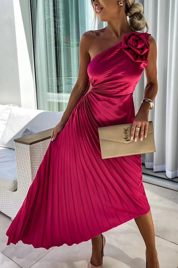 Lizbeth – One-Shoulder Jurk met Bloemendetail