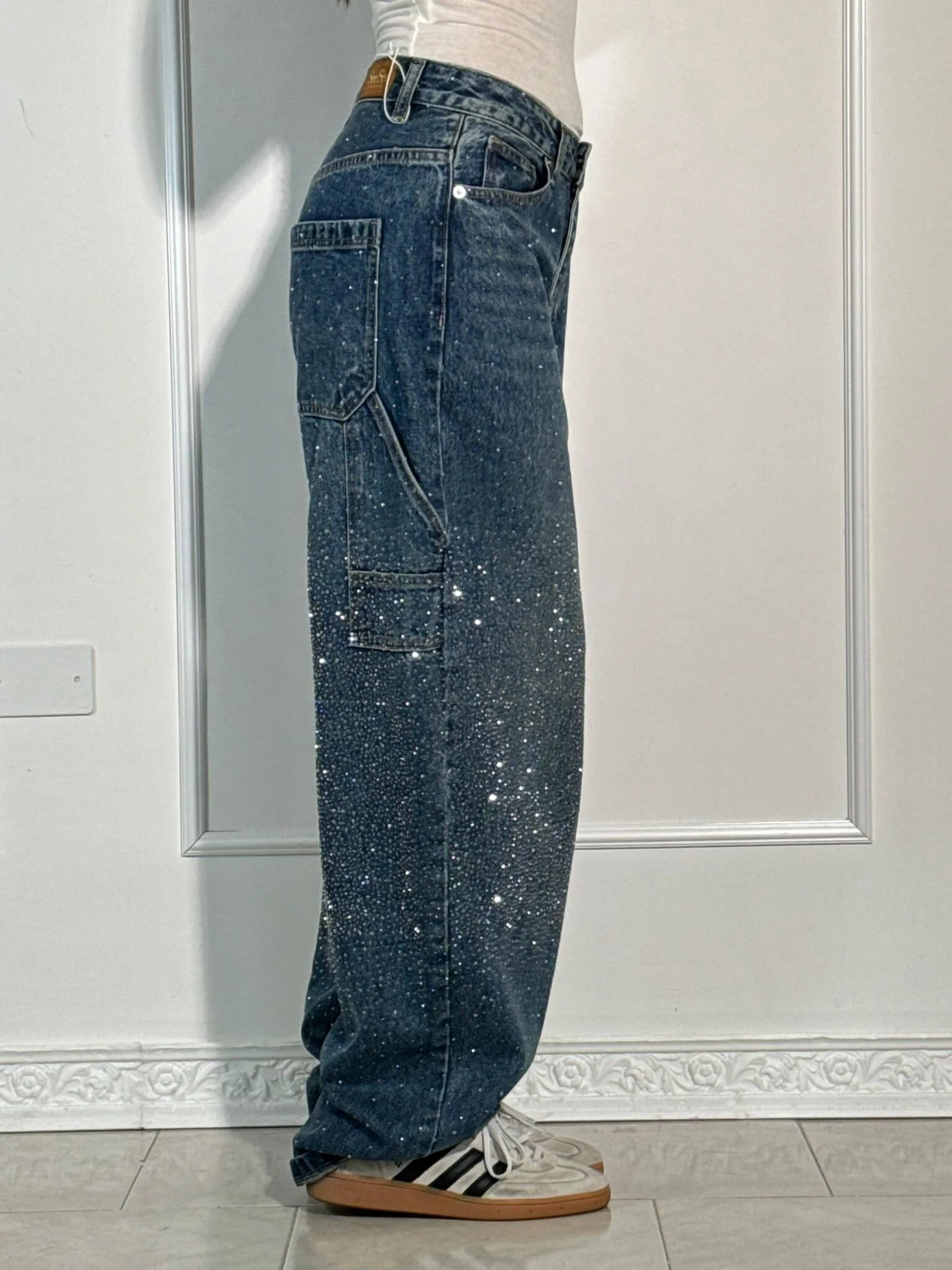 Amalia | Hoge taille broek met wijde pijpen en knoopzakken