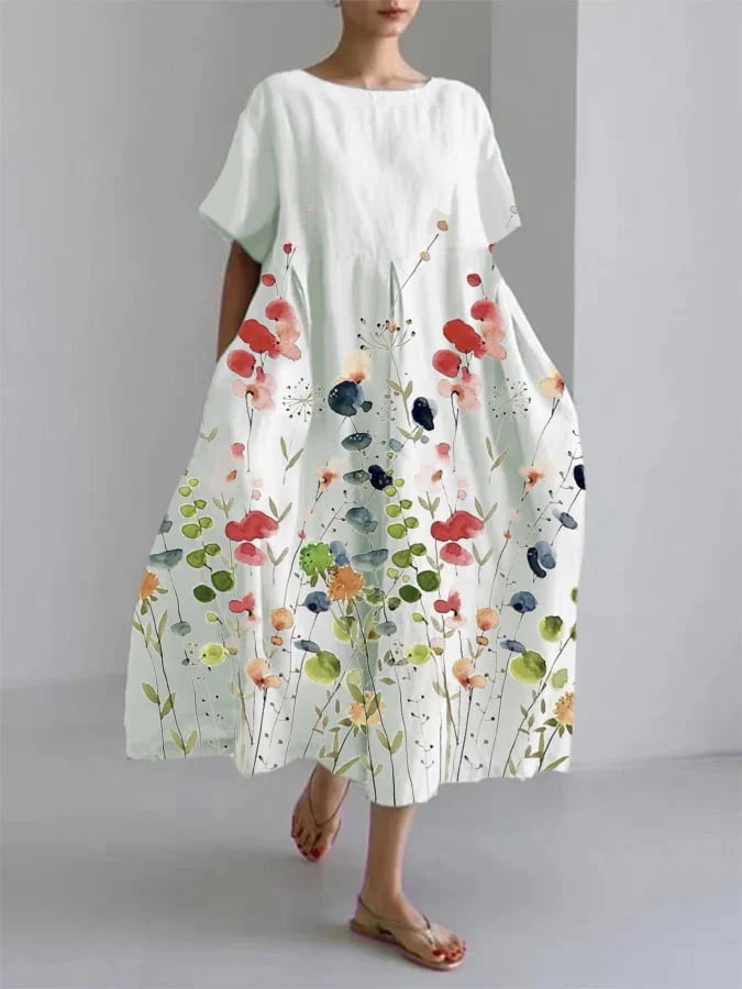LILIANA | Lange Zomerjurk met Bloemenprint