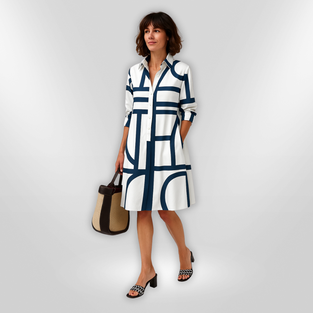 Selma – Casual Midijurk met Zakken en Knopen