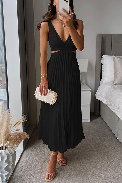 EVA™ | Mouwloze Geplooide Maxi-jurk met Uitgesneden Taille